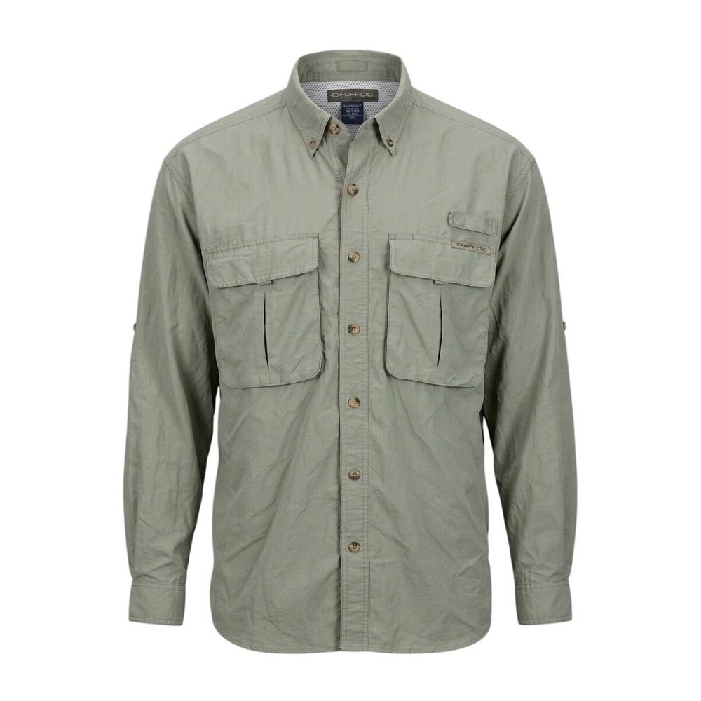 ExOfficio Adventure Mens XXL Sage Green Long Sleeve Vented Fishing Hiking Shirt